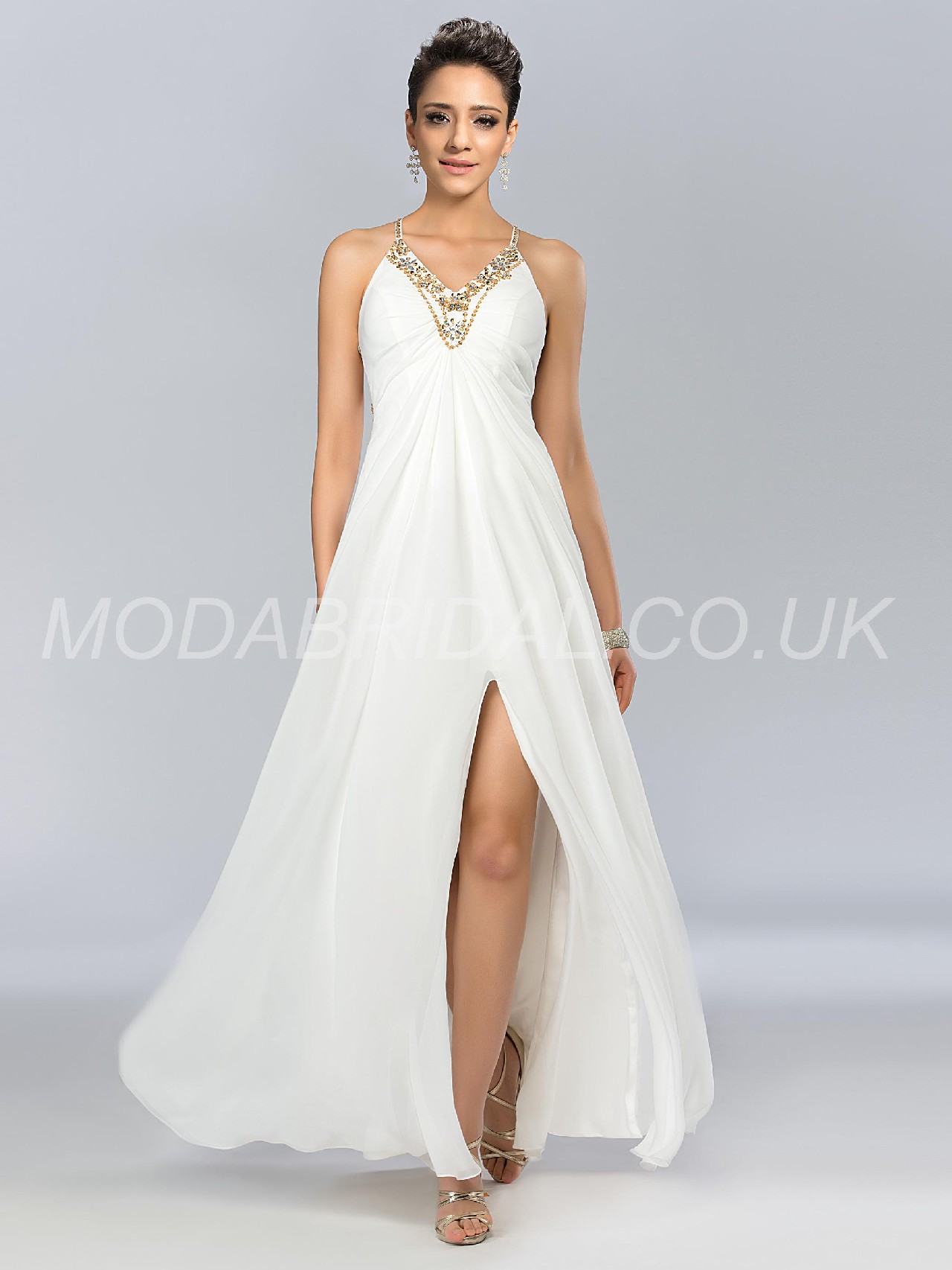 Vogue Sleeveless Backless A-line Spring Prom All Sizes Beading Floor-Length Dress