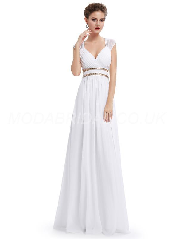 Tailor made A-line V-Neck Summer Spring Fall White Zipper-up Floor-Length Dress